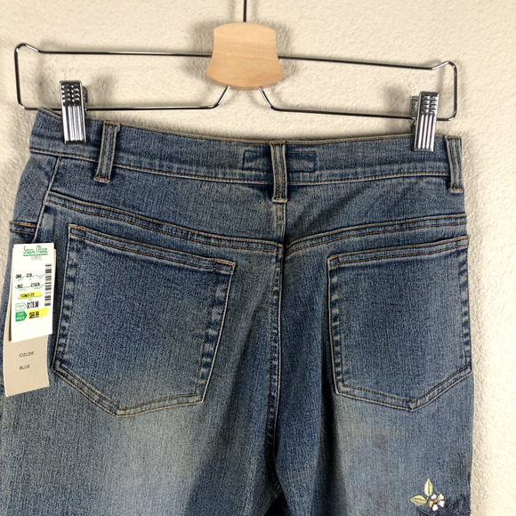 Lana Erica Jeans Blue Floral Embroidered Embellished Straight Leg Womens 4 - Picture 7 of 16